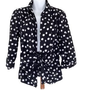 Christopher & Banks polka dot cotton blouse medium.  0211